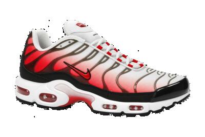 Scarpe uomo Nike Air Max Plus effetto sfumato bianco nero rosso