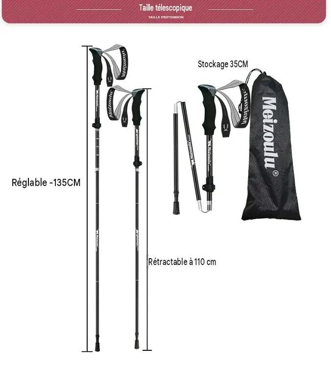 Bâtons de randonnée légers (lot de 2) – 110-135 cm 2/4