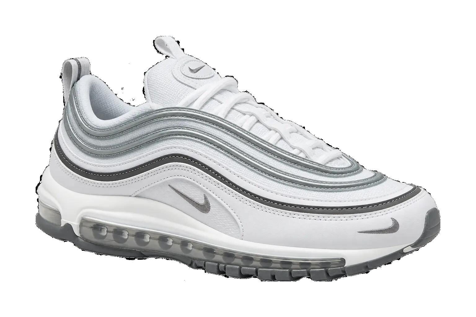 Nike Air Max 97 men's sneakers, white and metallic silver, EU 41 1/1