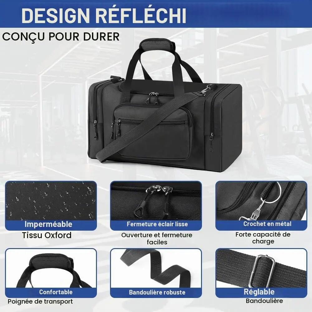 Sac de Sport Homme Hydrofuge, 35L Sacs de Voyage Pliable de Grande Capacité 3/6