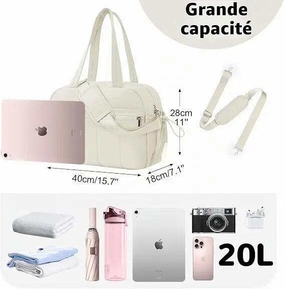 Sac de Sport 20L Femme Fille, Petit Sac de Voyage avec Séparation par Humide 2/5