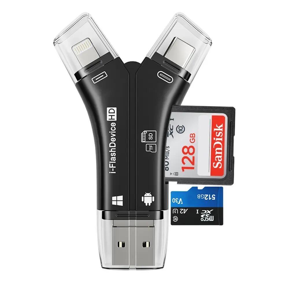 Lecteur de carte 4‑en‑1 OTG compatible iPhone, Type‑C, double slot SD et Micro S 2/2