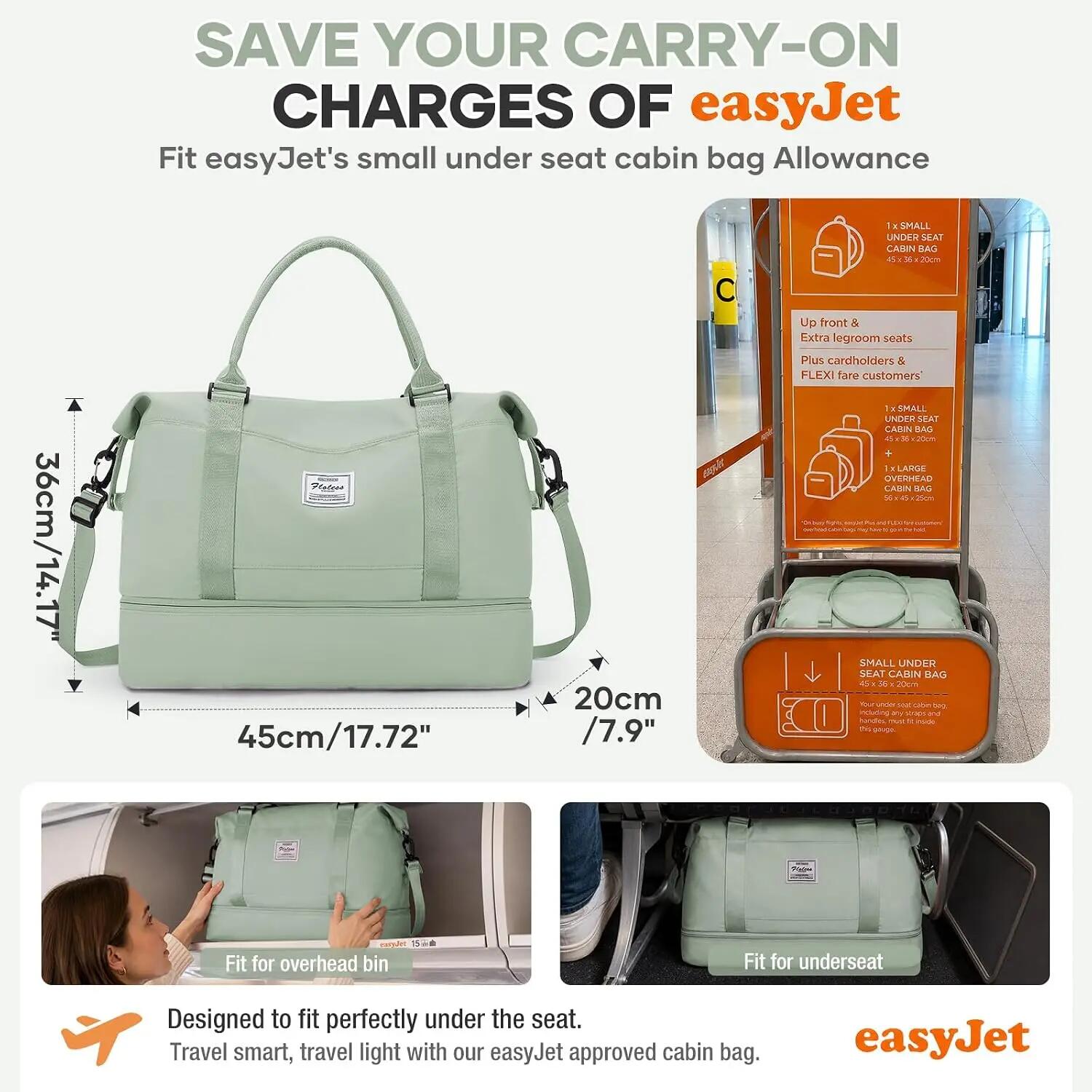 Sac de Voyage 45x36x20 pour Bagage Cabine Avion sous Siège 4/5