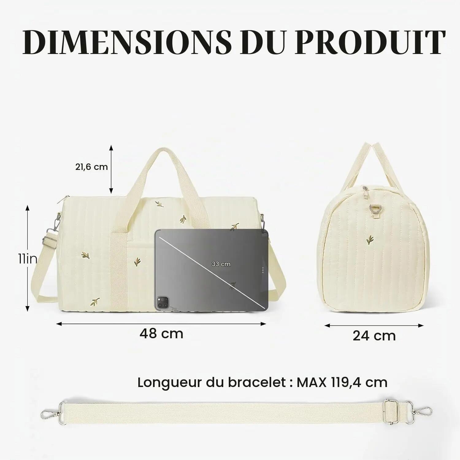 Sac de Voyage Matelassé Femme, Sac de Maternité Mignon, Sac Week-End Matelassé 5/6