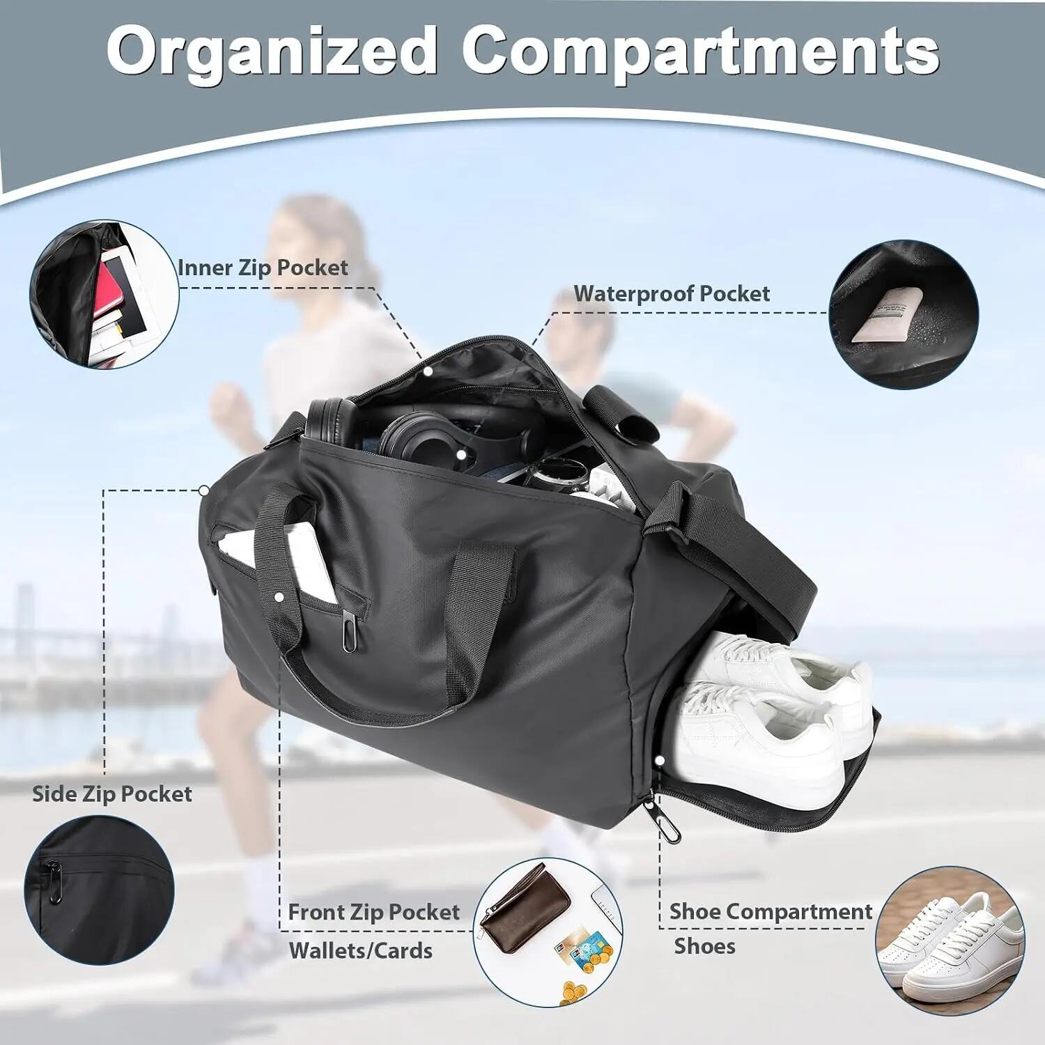 Sac de Sport, Sac Voyage avec Compartiment Chaussures Grande Sac de Sport Sacs 3/7