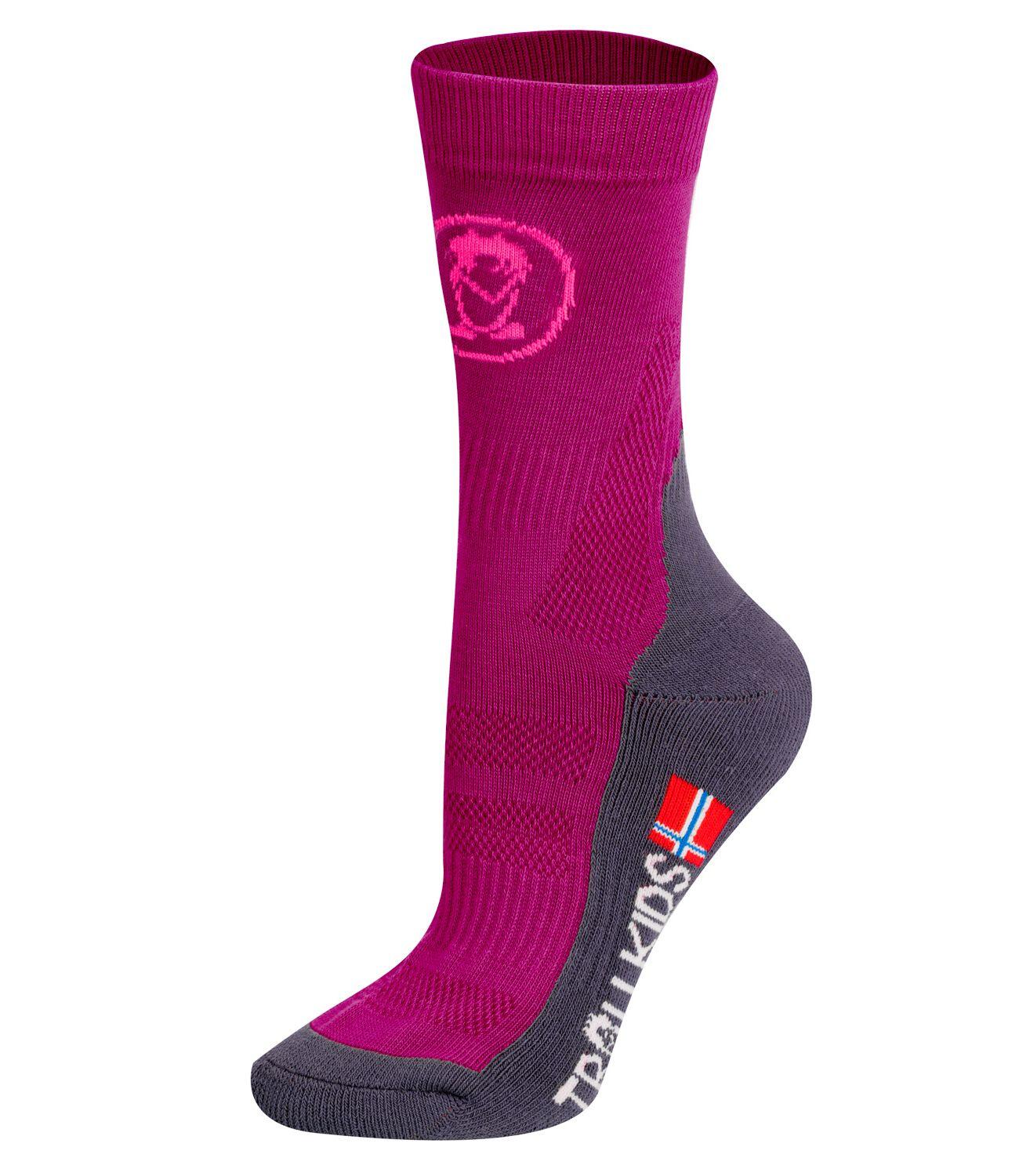 Chaussettes de randonnée enfant mi-hautes magenta 1/2