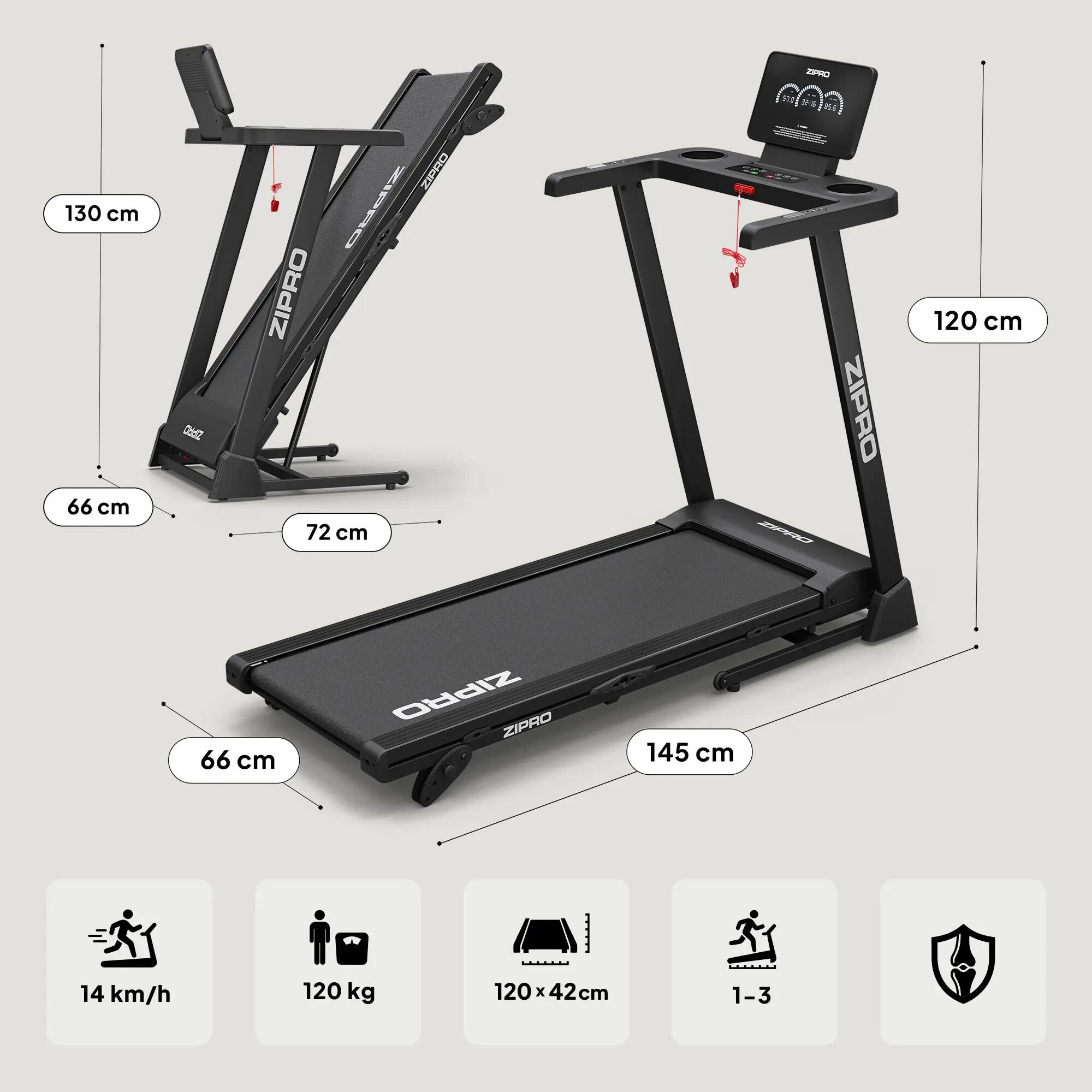 Tapis de course compact pliable Chill 14 km/h inclinaison 3 niveaux 120 kg APP 7/13