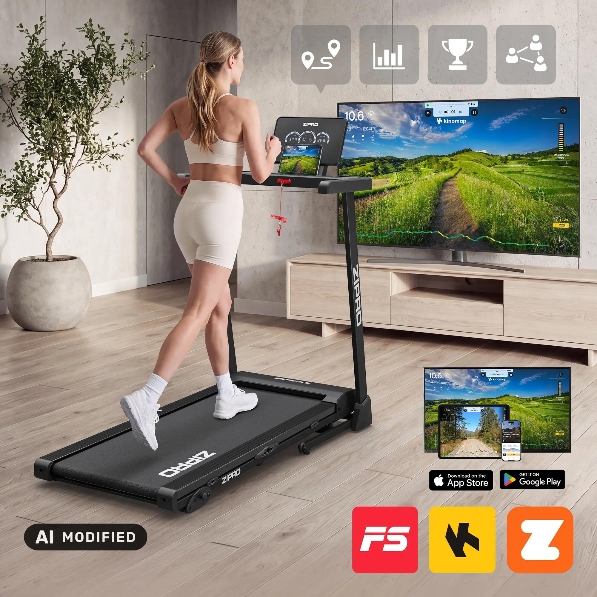 Tapis de course compact pliable Chill 14 km/h inclinaison 3 niveaux 120 kg APP 4/13