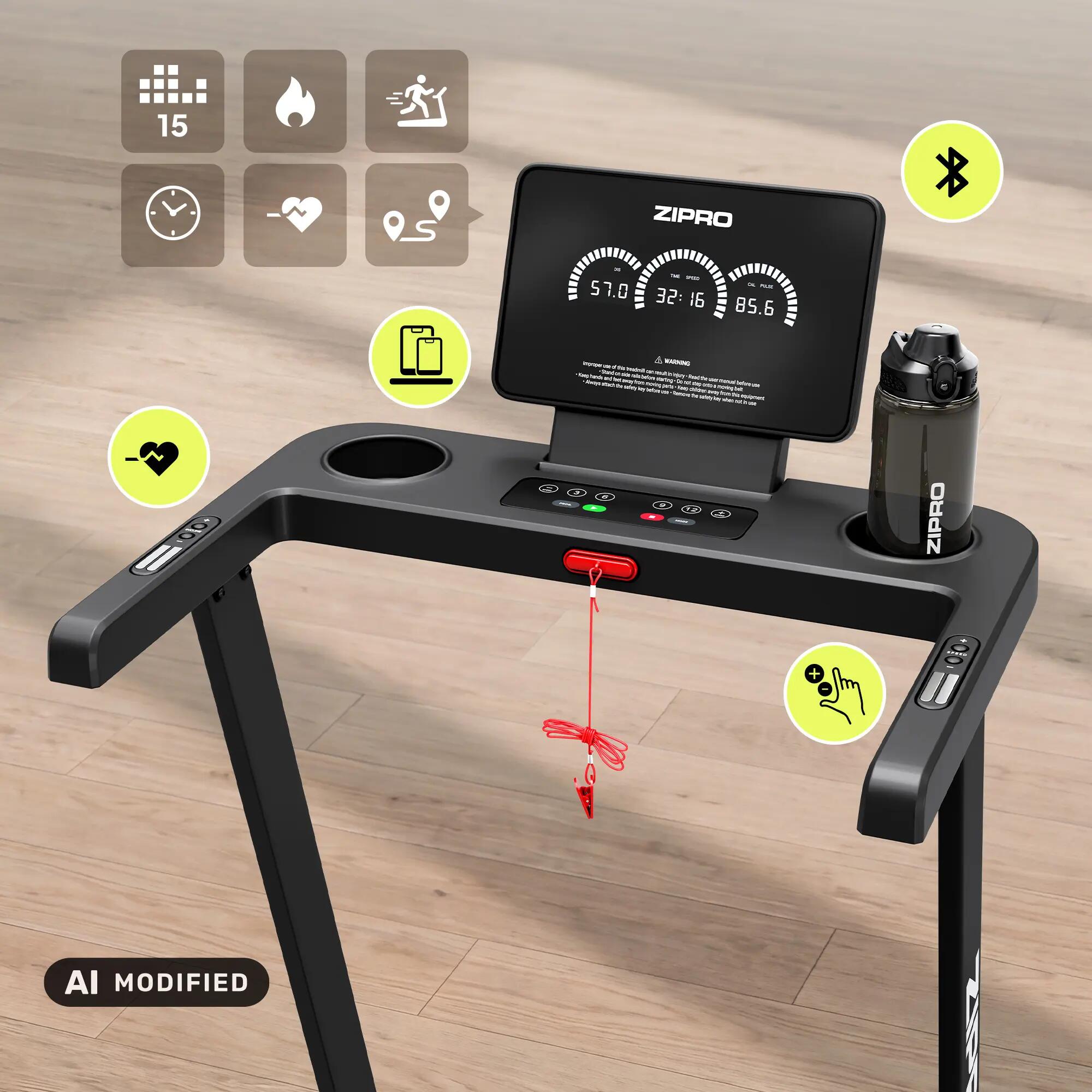 Tapis de course compact pliable Chill 14 km/h inclinaison 3 niveaux 120 kg APP 3/13