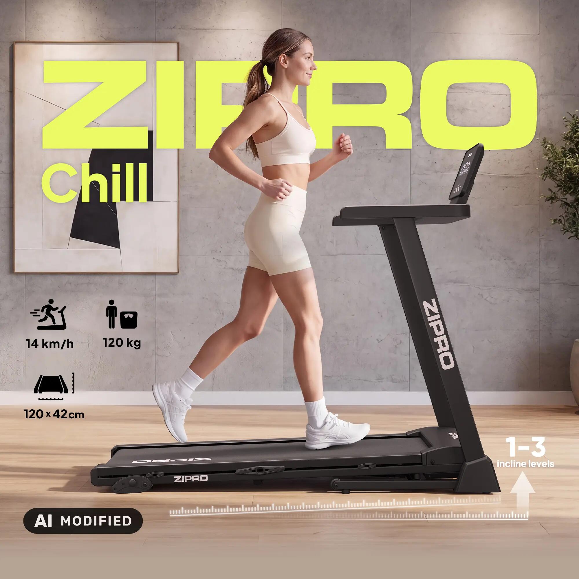 Tapis de course compact pliable Chill 14 km/h inclinaison 3 niveaux 120 kg APP 2/13