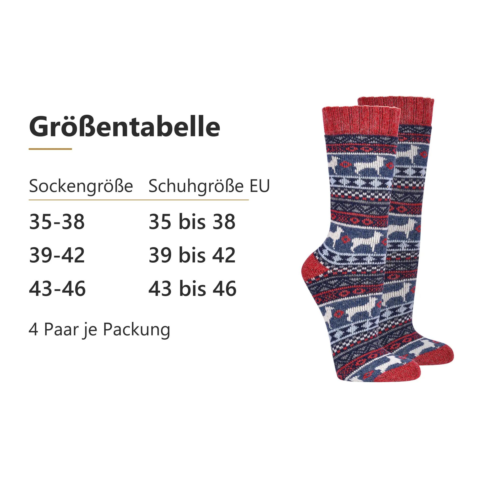 Damen Herren Wandern Winter Norweger Socken mit Merino und Alpaka 4 Paar 7/7