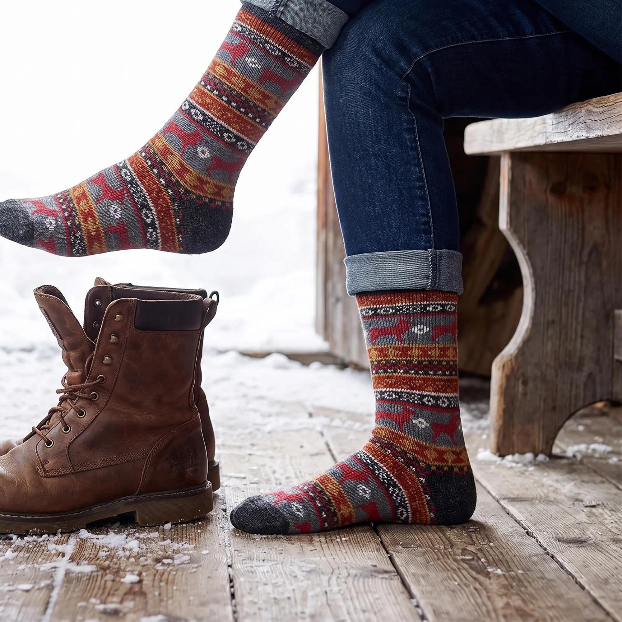 Damen Herren Wandern Winter Norweger Socken mit Merino und Alpaka 4 Paar 5/7