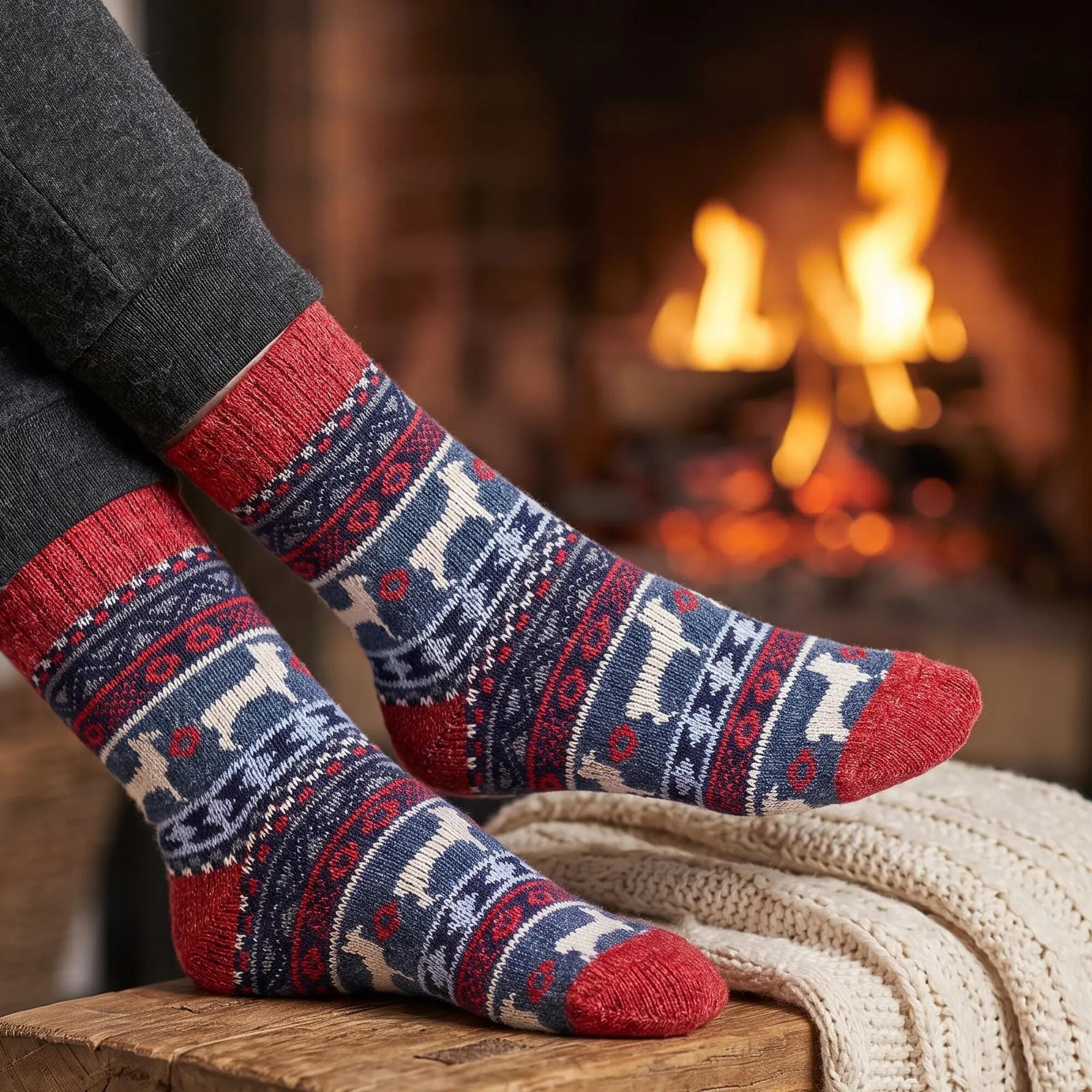 Damen Herren Wandern Winter Norweger Socken mit Merino und Alpaka 4 Paar 4/7