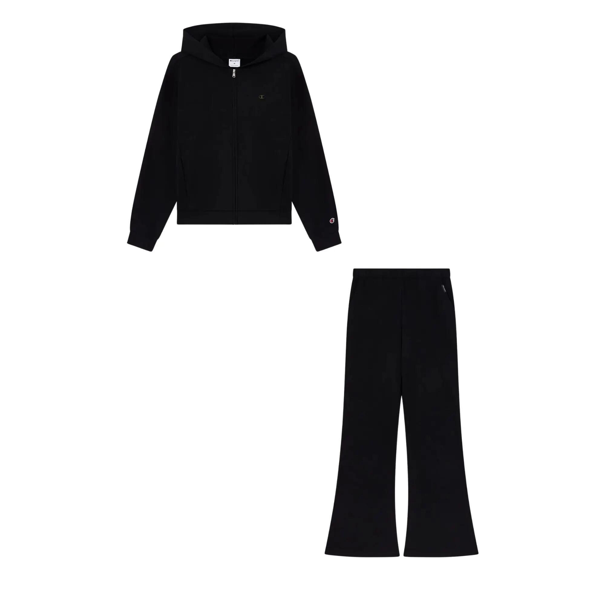 Champion - Dames Trainingspak Volledig Ritssluiting en Flared Broek, Zwart 5/5