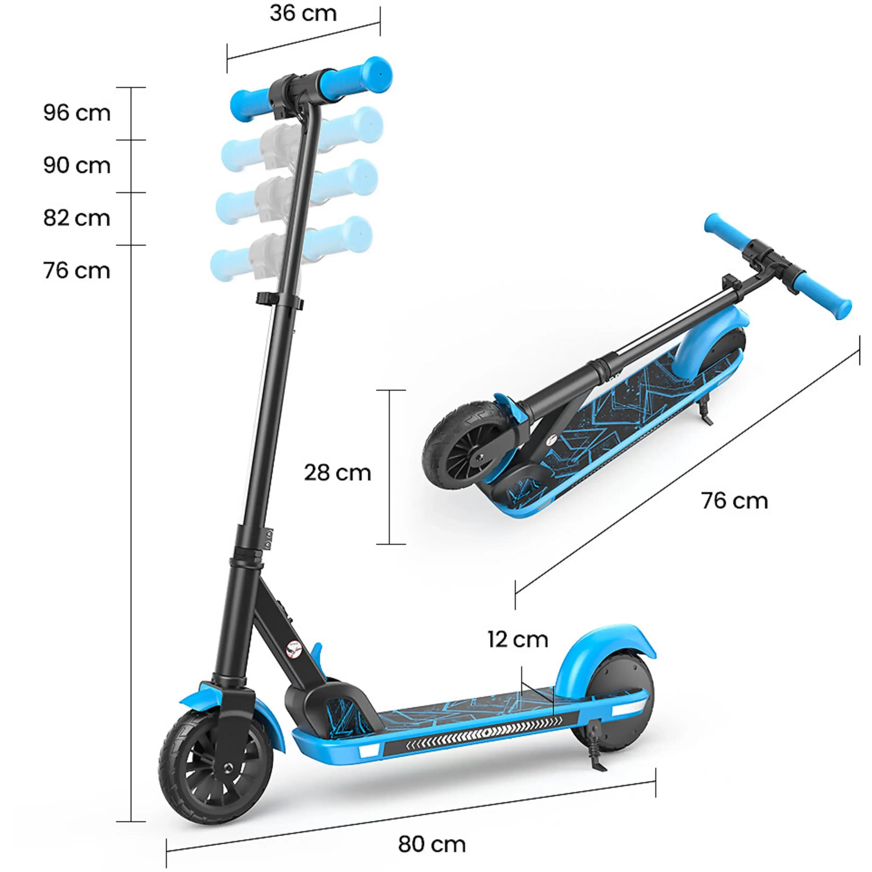 Trotinete elétrica infantil K4 com Bluetooth, luzes LED e motor de 150 W 4/4