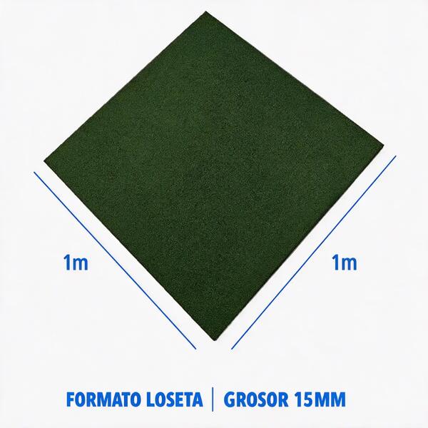 PAVIMENTOS ARQUISERVI ARQUICAUCHO Loseta de Caucho para Gimnasio 1x1m x 15mm Verde