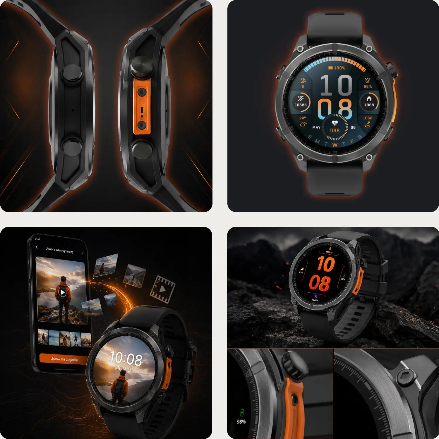 Smartwatch Forever SW-900 Focus GPS Bluetooth 5.4 AMOLED IP68 3/15