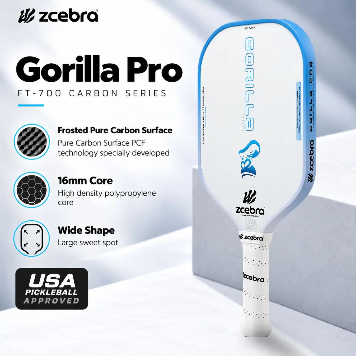 Pala de Pickleball Zcebra Gorilla Pro Series WHITE 5/6