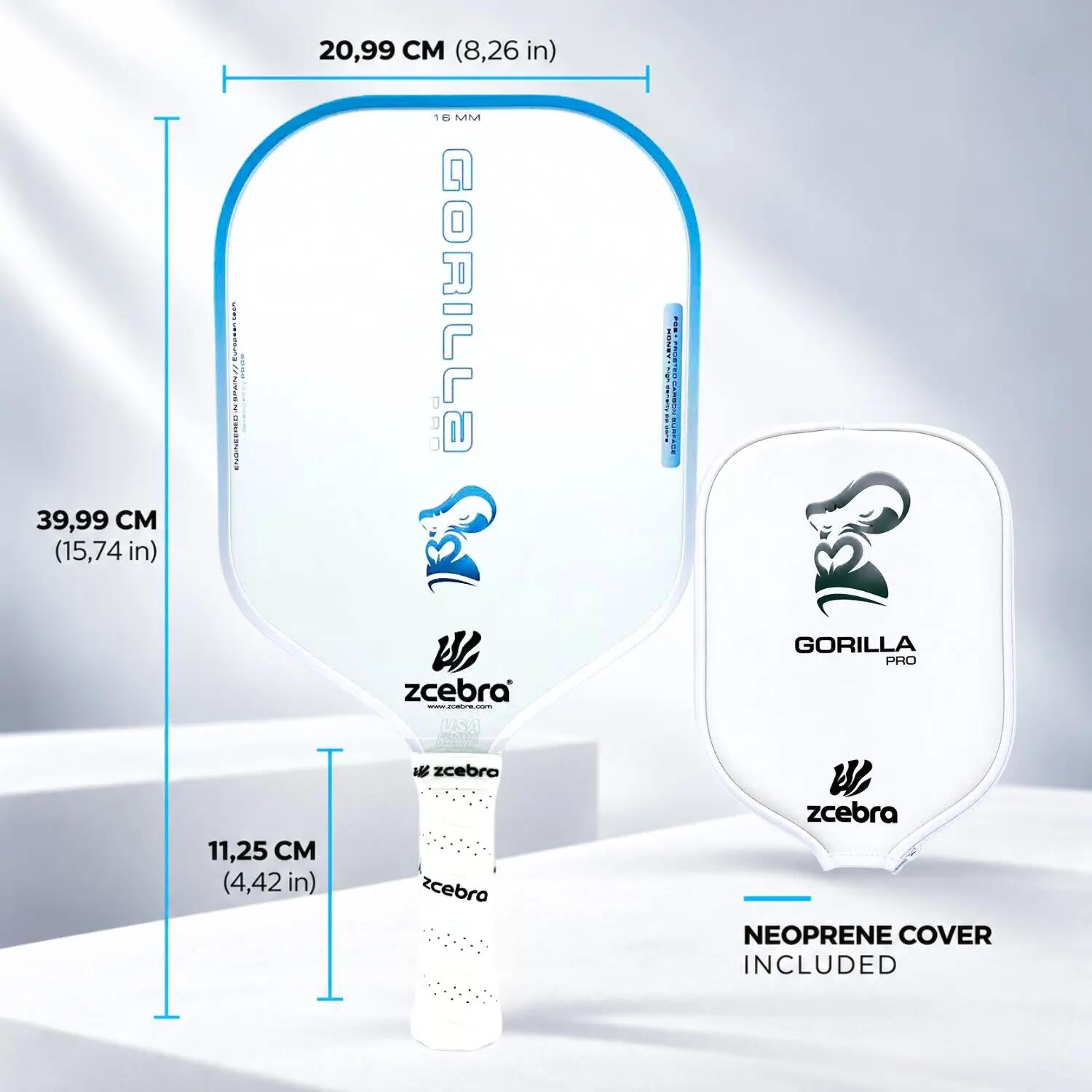 Pala de Pickleball Zcebra Gorilla Pro Series WHITE 4/6
