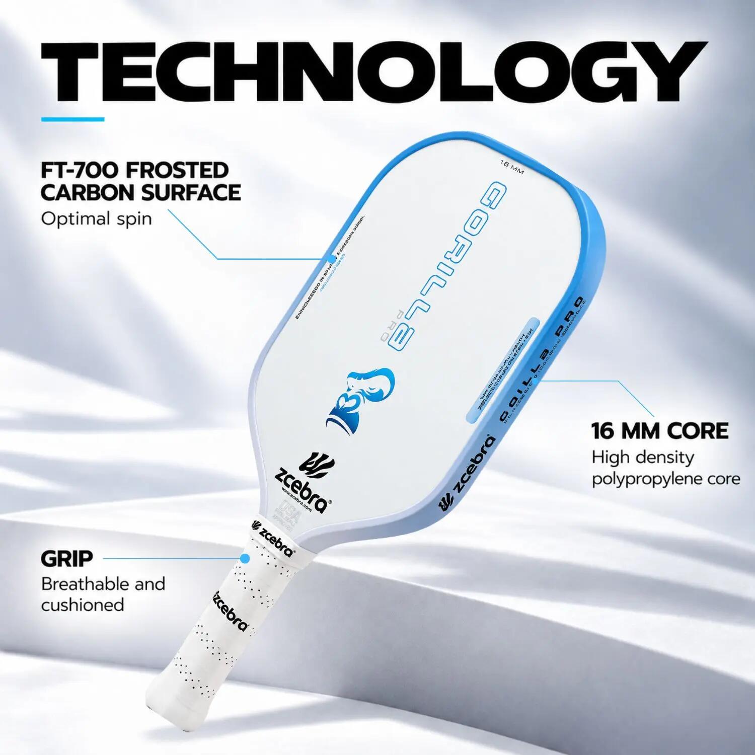 Pala de Pickleball Zcebra Gorilla Pro Series WHITE 2/6