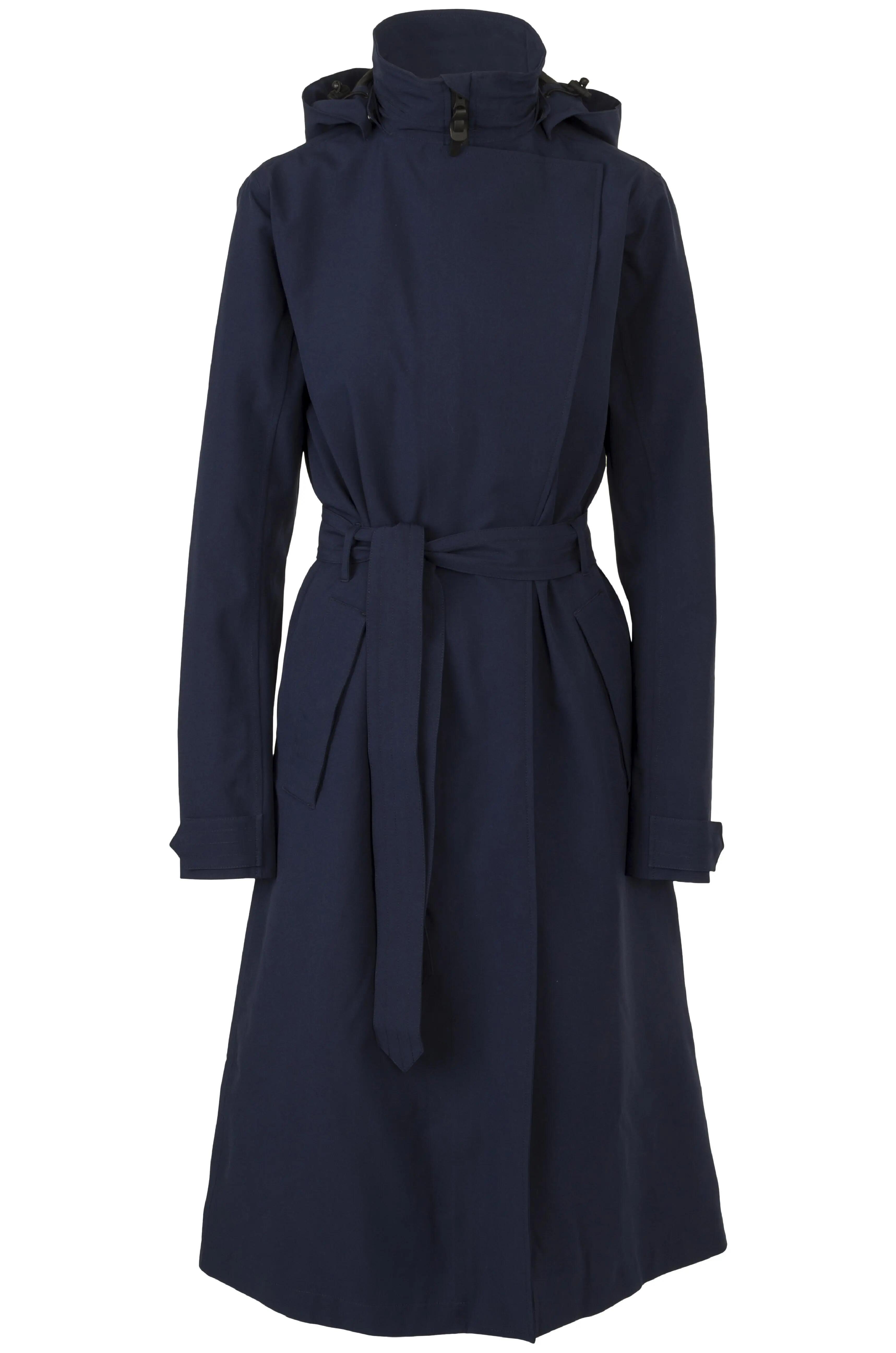 Trench Coat Long Rain Jacket Women Deep Marine