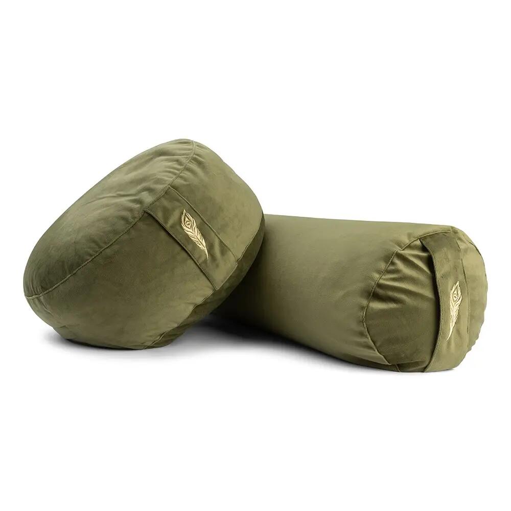 Yoga Bolster - Yoga Kussen - Velvet Groen - 60 x 20 cm 4/7