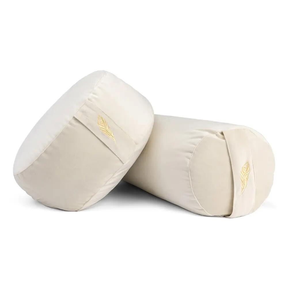 Yoga Bolster - Yoga Kussen - Velvet Crème - 60 x 20 cm 4/4