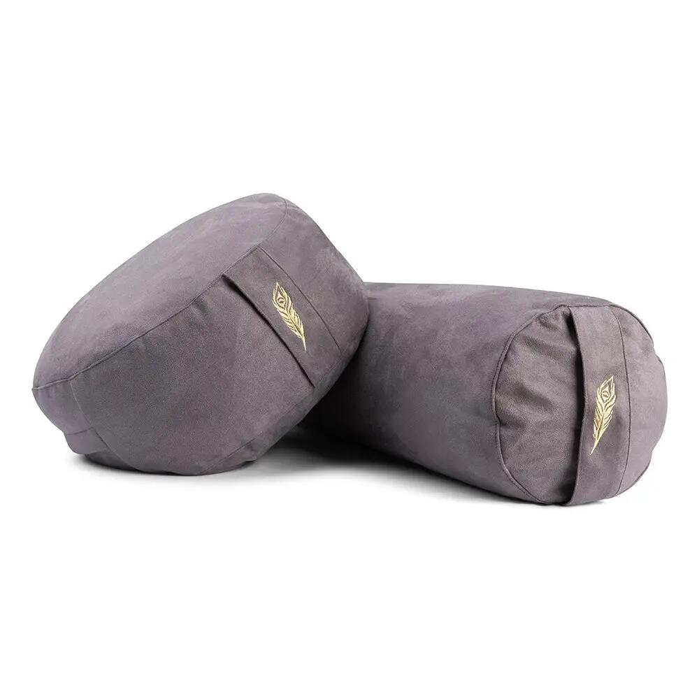 Yoga Bolster - Yoga Kussen - Suede Donkergrijs - 60 x 20 cm 4/4