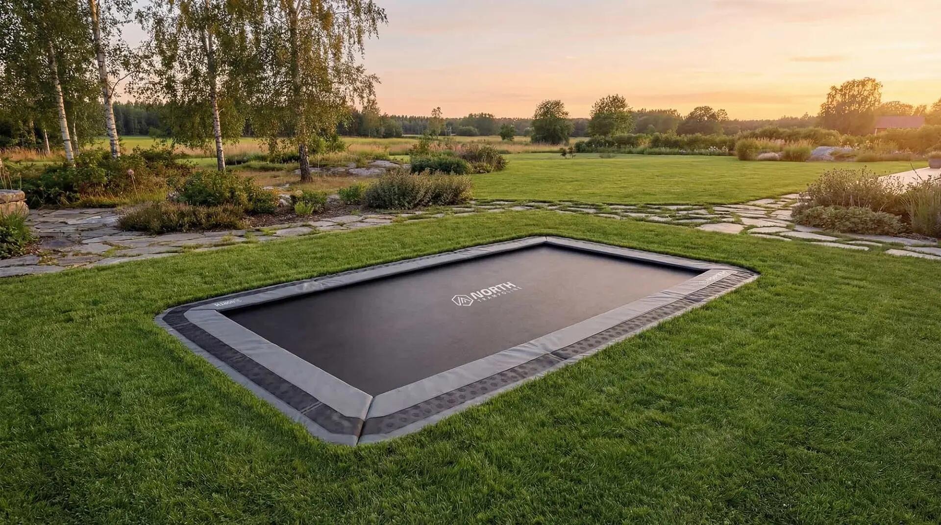 Flat to the ground Trampoline Rechthoekig North 520x370 cm grijs 5/5