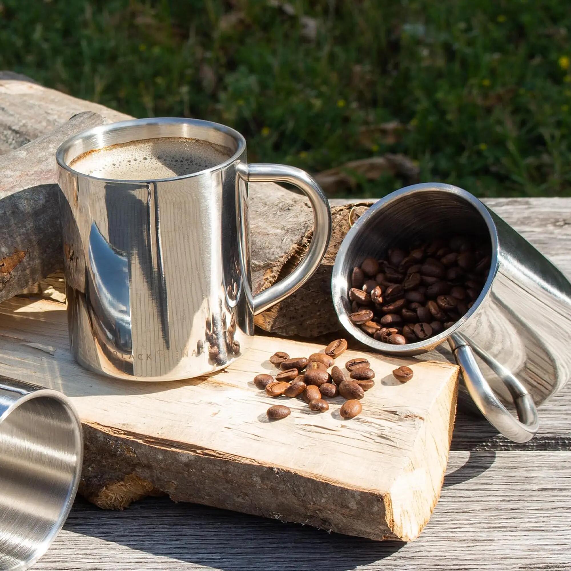 Camping Edelstahlbecher doppelwandig 300 ml mit Griff, Kaffeebecher 4 Stück 5/7