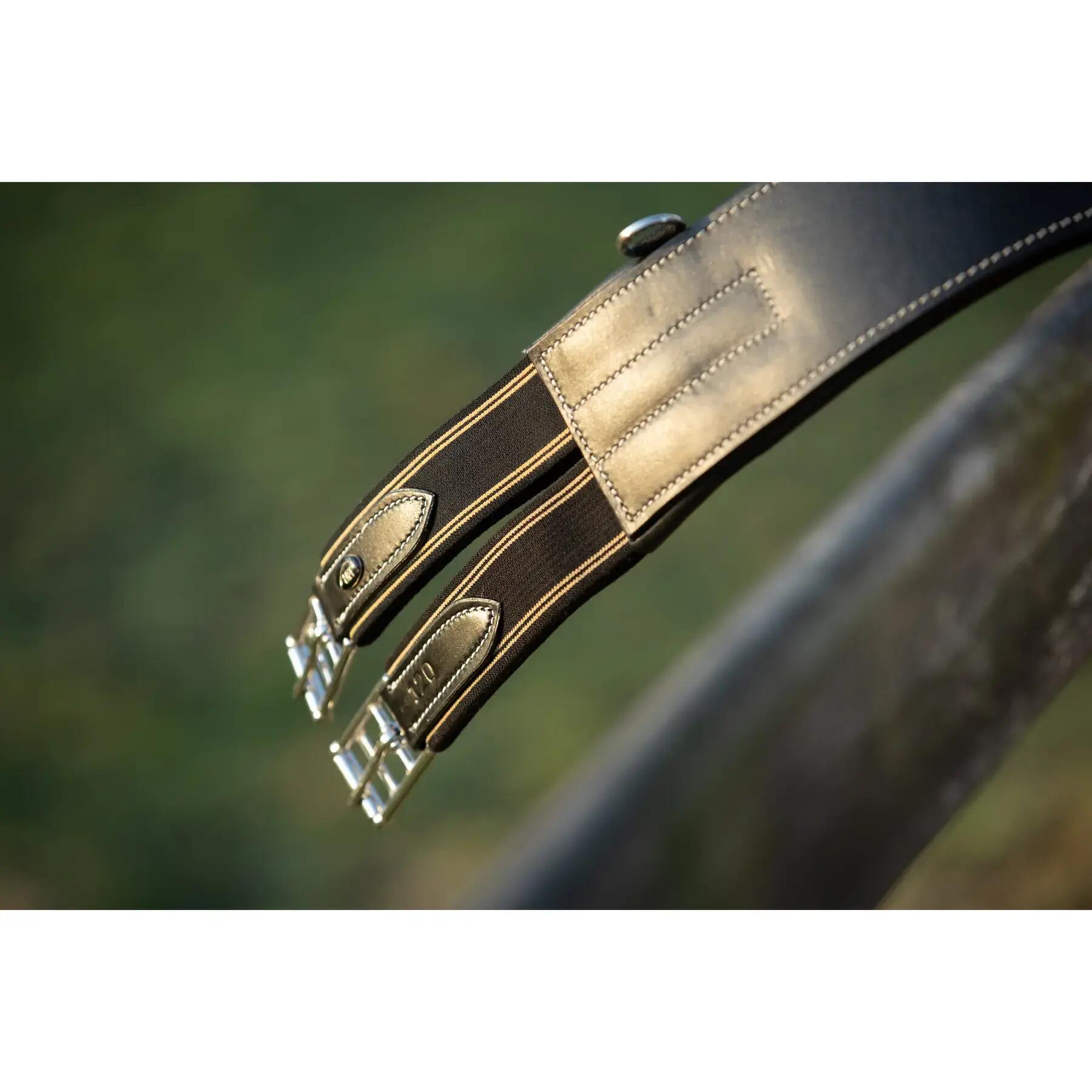 Sangle bavette en cuir pour cheval + mousqueton HFI 2/2
