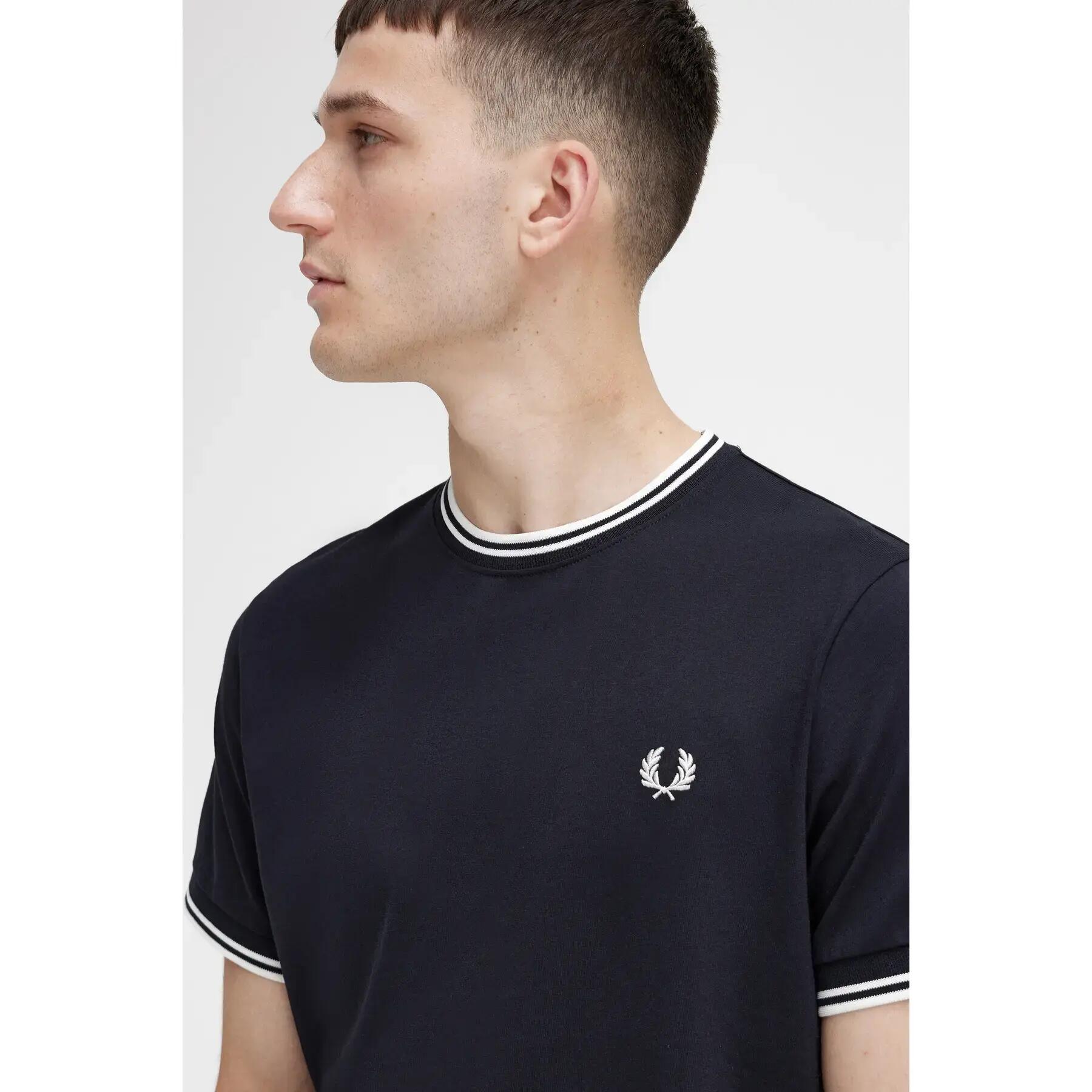 T-shirt Fred perry de manga curta para homem Com bico duplo Preto 6/7