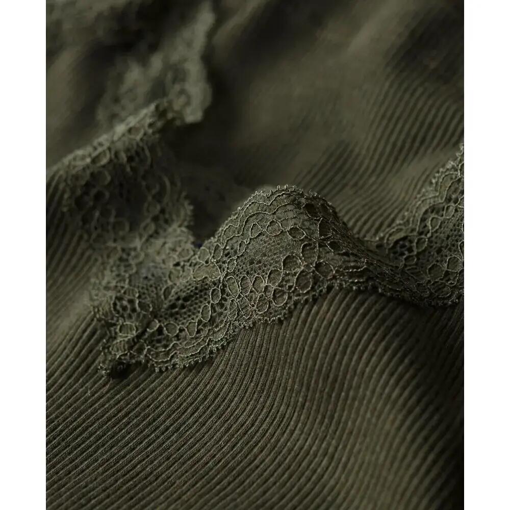 Camisola de alças com nervuras em algodão orgânico para mulher, com acabamento e 5/5