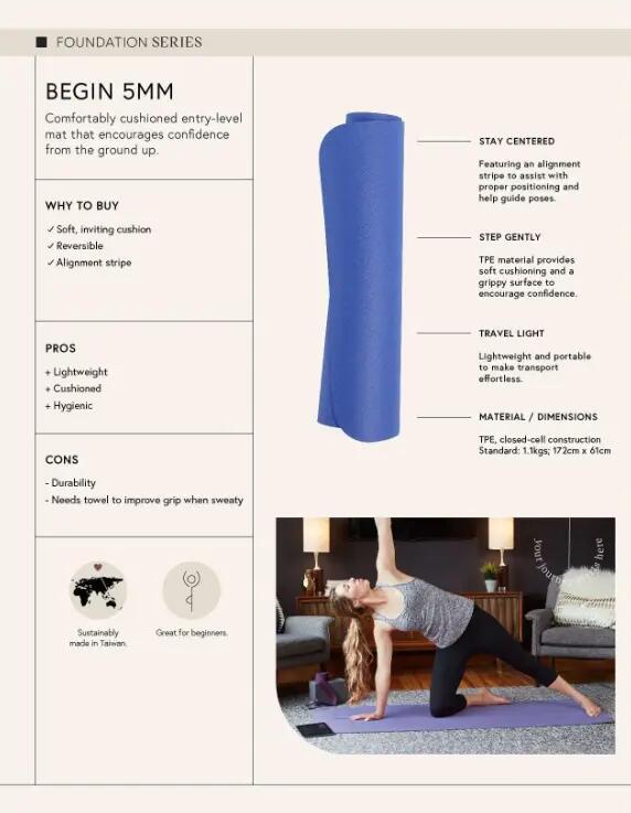 Manduka Begin yogamat 5 mm - Crystal Thunder 5/8