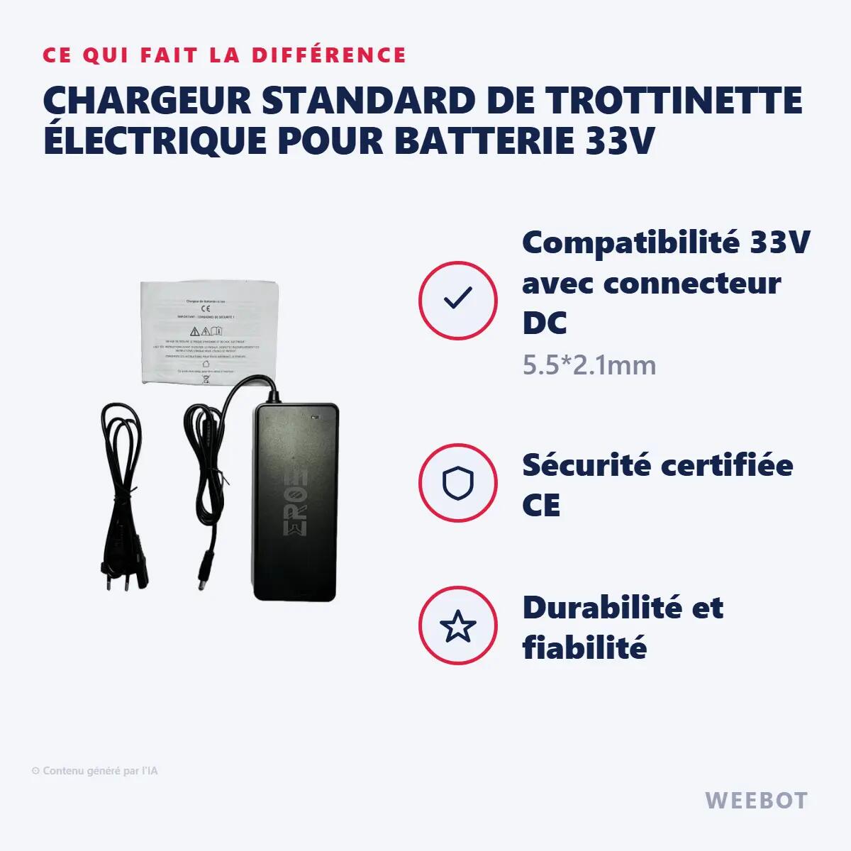 Chargeur Standard de Trottinette Électrique pour Batterie 33V 6/6