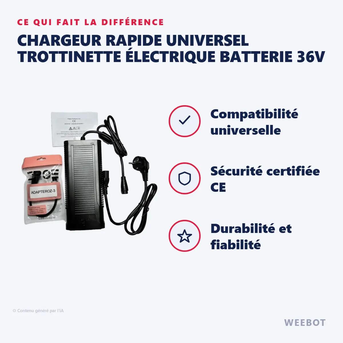 Chargeur Rapide Universel Trottinette Électrique Batterie 36V 6/6