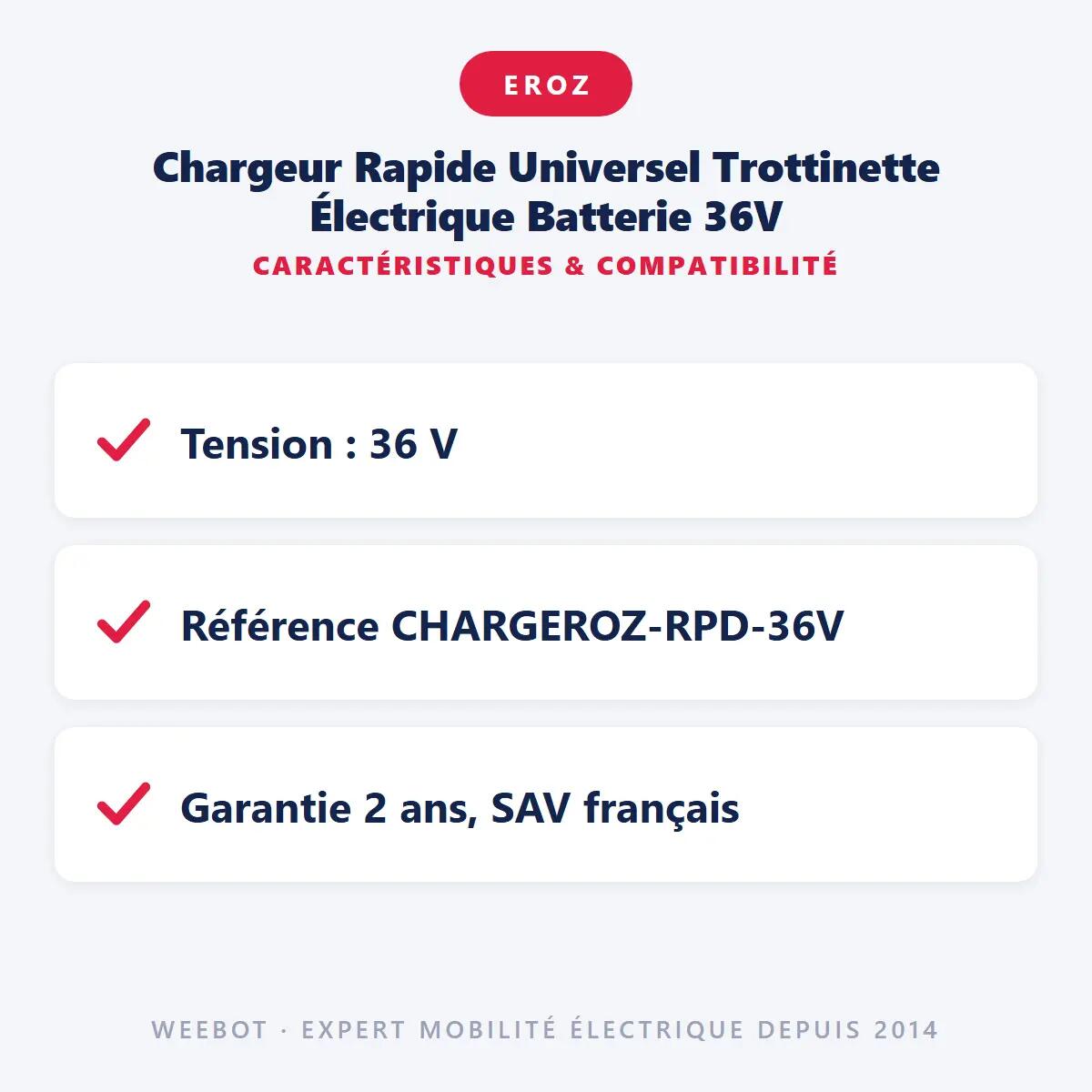 Chargeur Rapide Universel Trottinette Électrique Batterie 36V 5/6