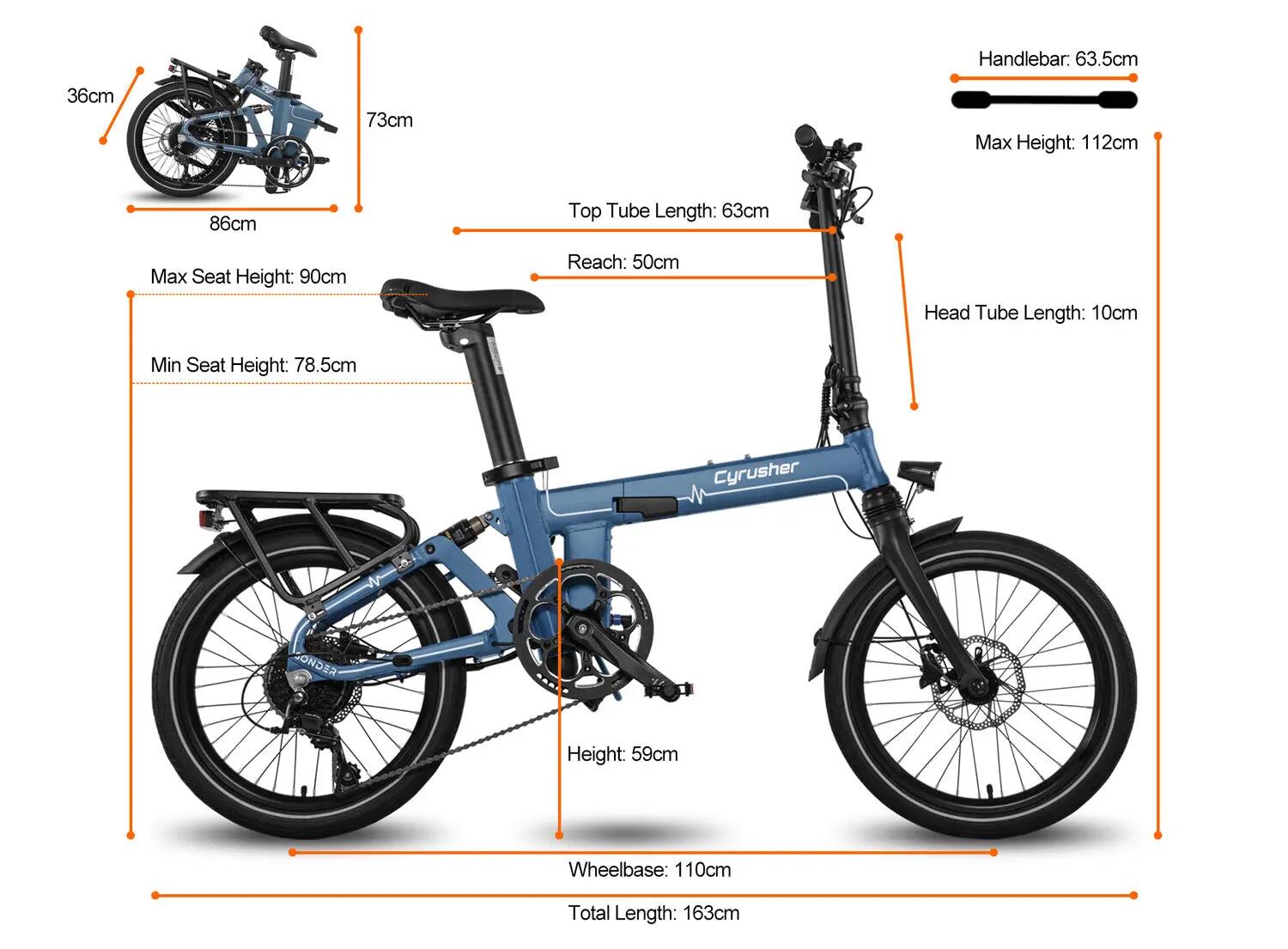 Bicicletta elettrica per adulti Cyrusher Sonder, batteria 48 V 10 Ah 13/14