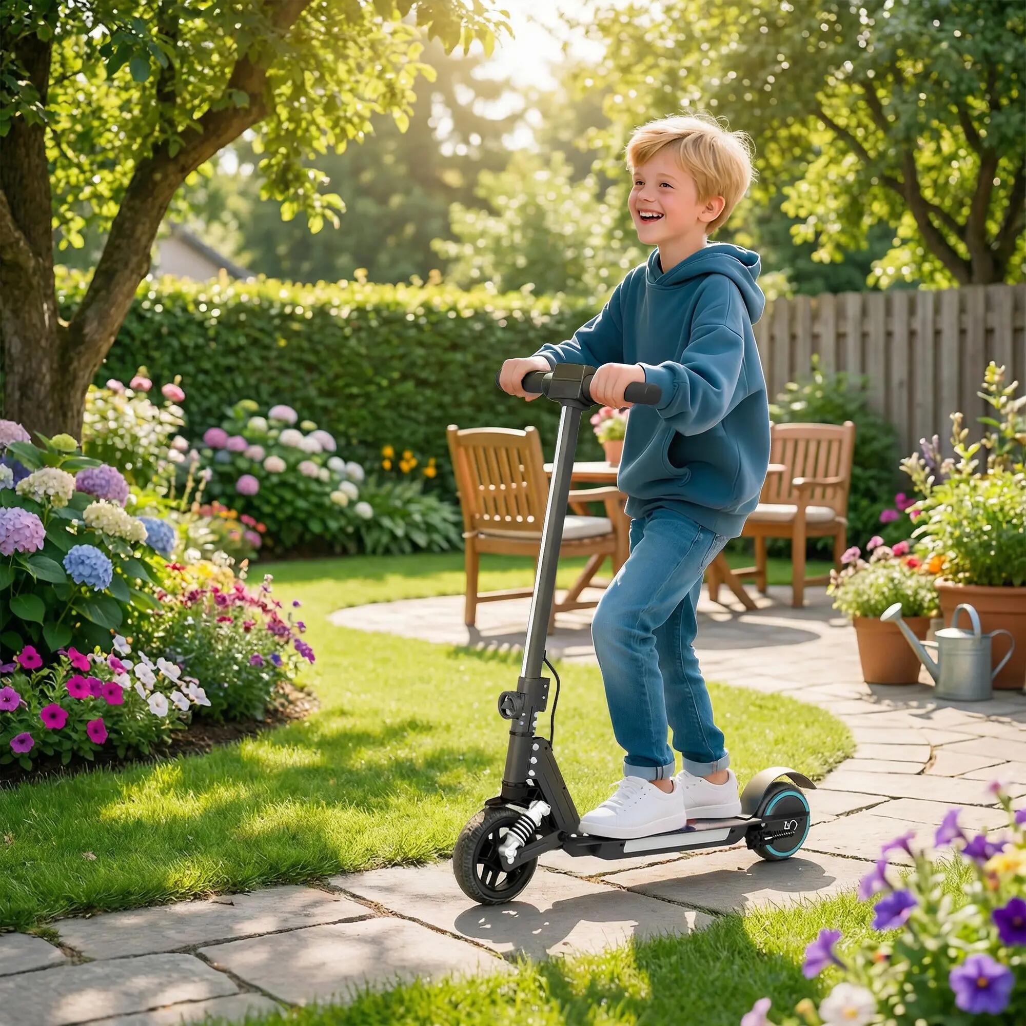 Trottinette électrique pliable LED 150W max. 14 Km/h enfant 6-14 ans noir 2/4