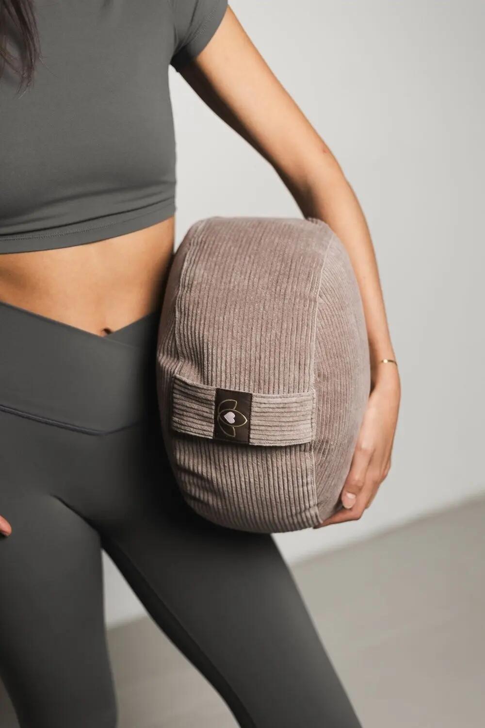 Lotus Meditatiekussen eco rib taupe rond 2/5