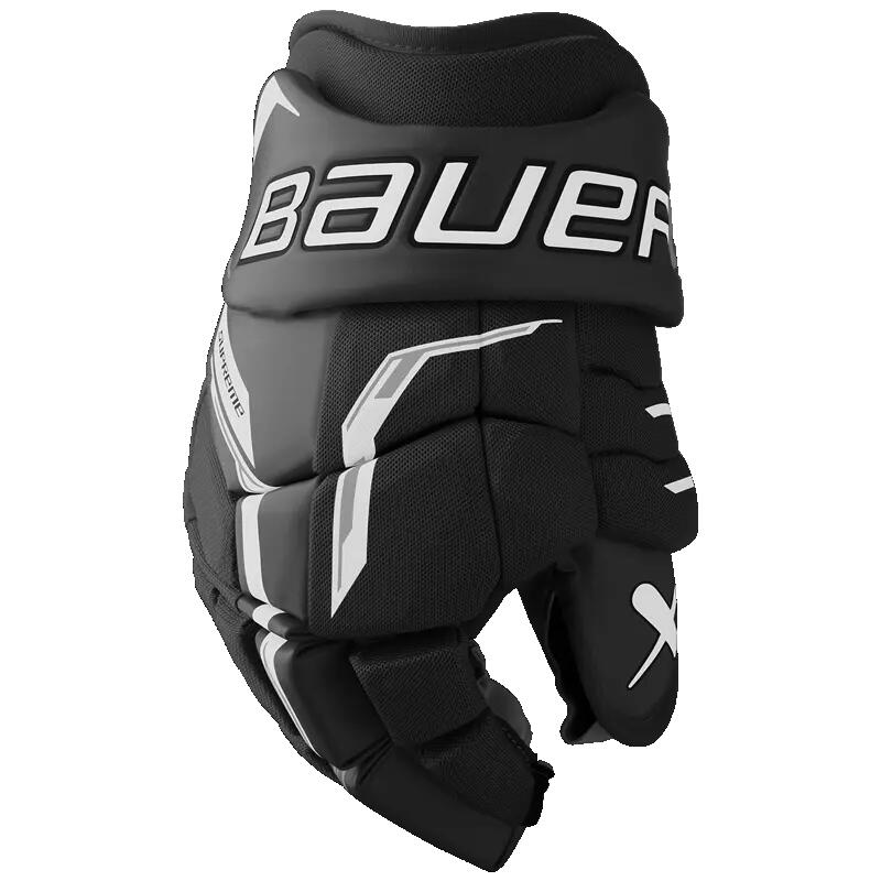 BAUER Supreme F40 Intermediate Zwart/witte hockeyhandschoenen voor kinderen 2/5