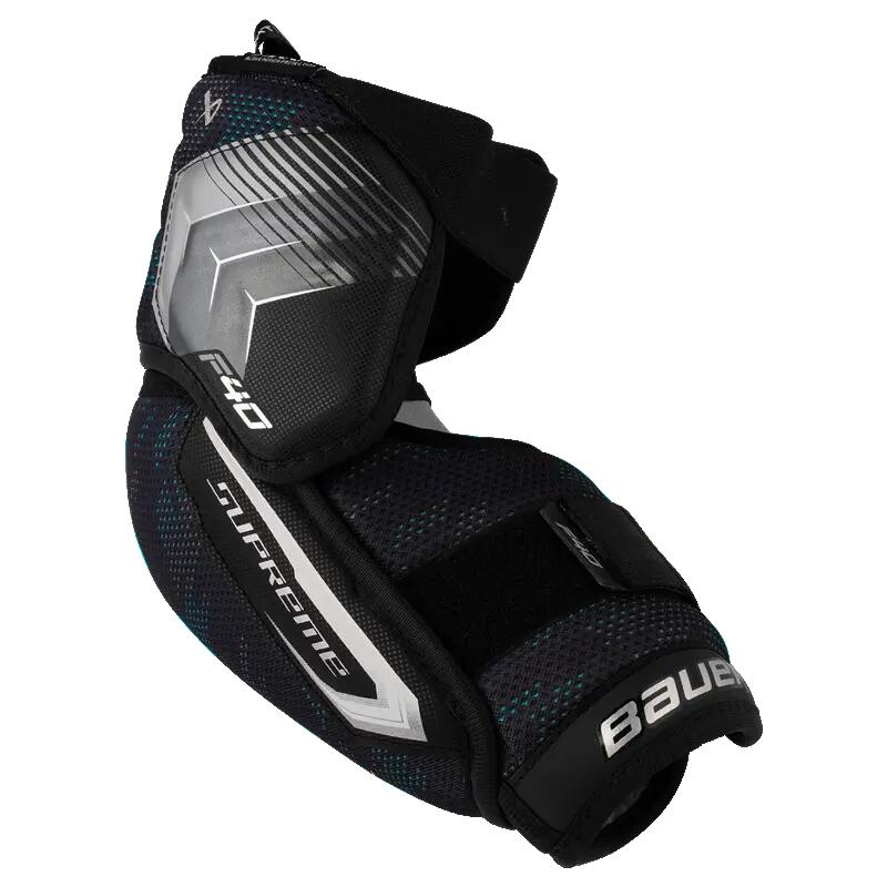 BAUER Supreme F40 Junior schwarze Eishockey-Ellbogenschoner für Kinder 1/2