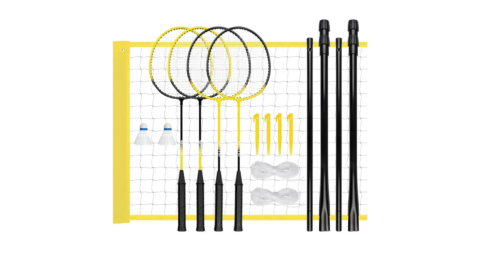 Badminton Game Set - 4 rackets + 2 shuttles + net 1/7
