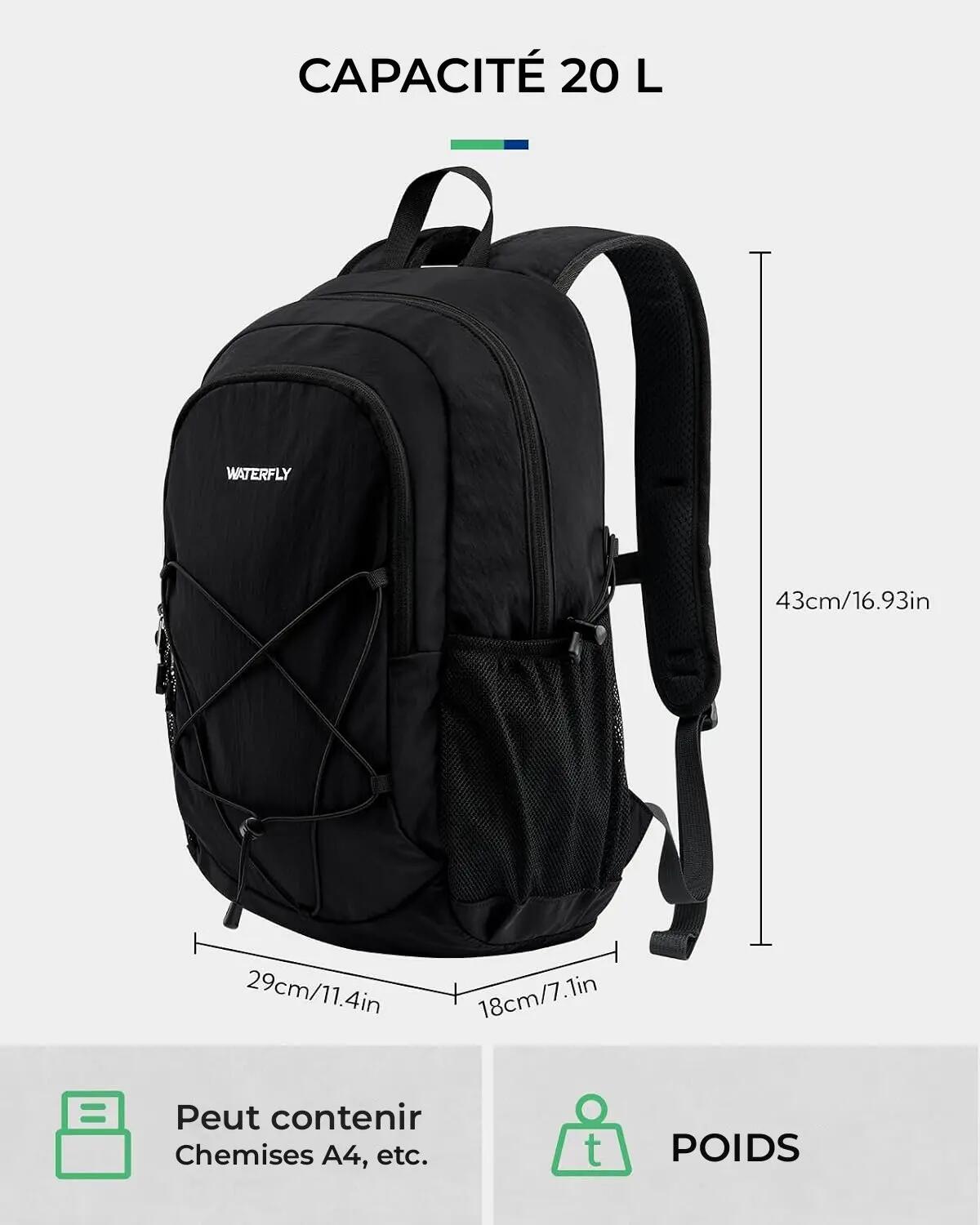 Sac à dos randonnée unisexe 20 L Noir 3/3