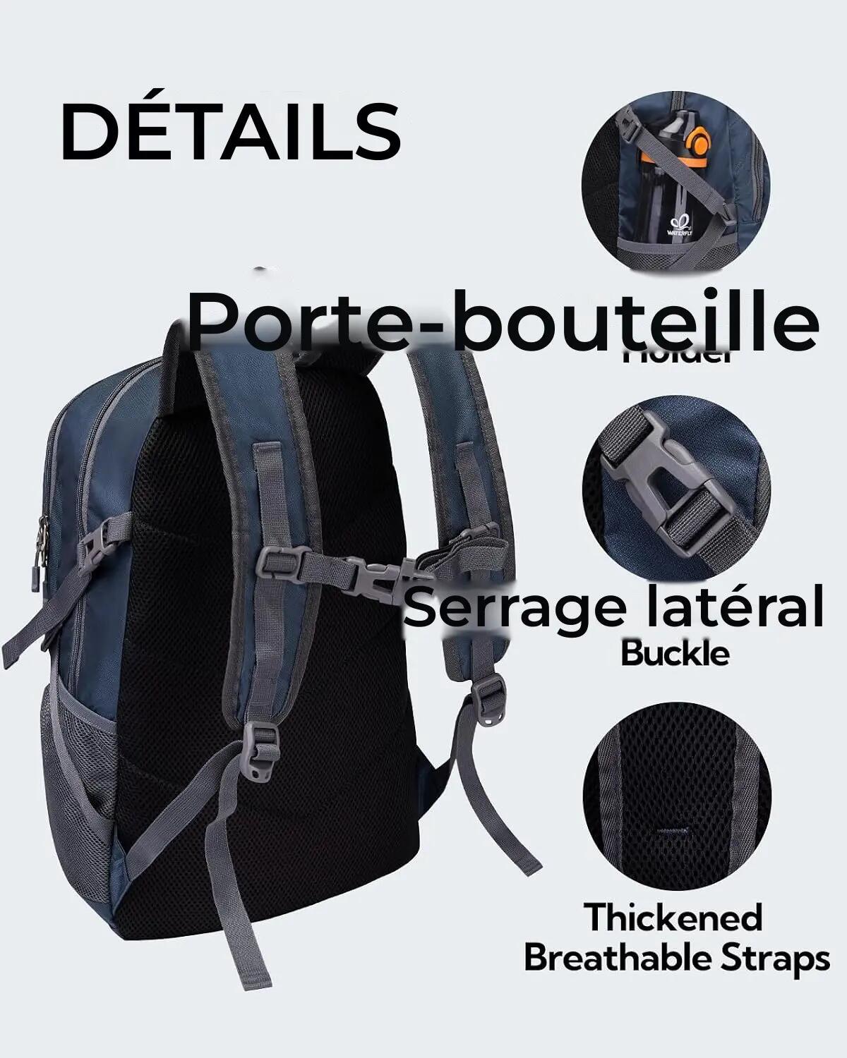 Sac à dos randonnée unisexe 28 L pliable ultraléger Bleu 3/3