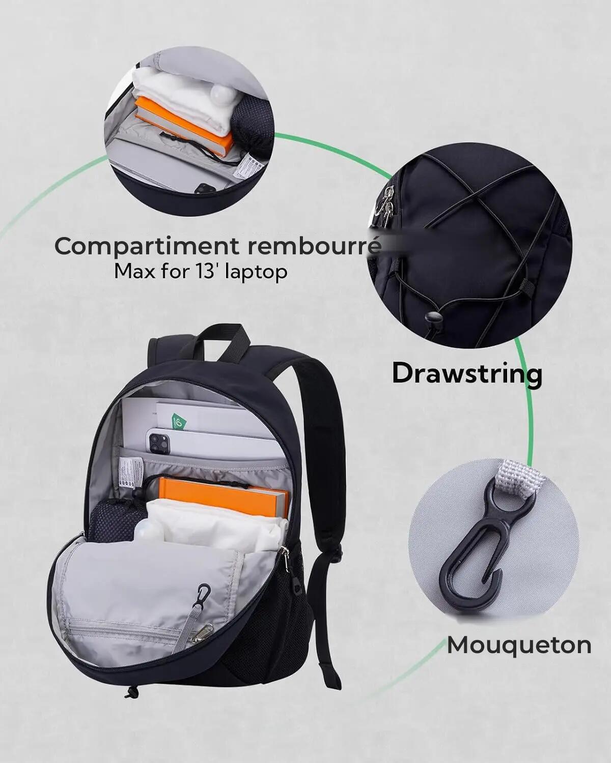 Sac à dos randonnée unisexe 12 L ultraléger Noir 3/3