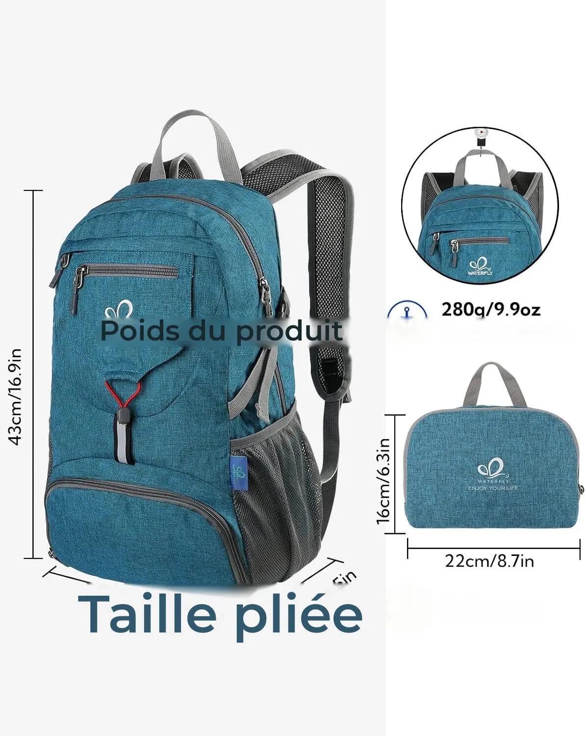Sac à dos randonnée unisexe 20 L pliable ultraléger Bleu 2/3