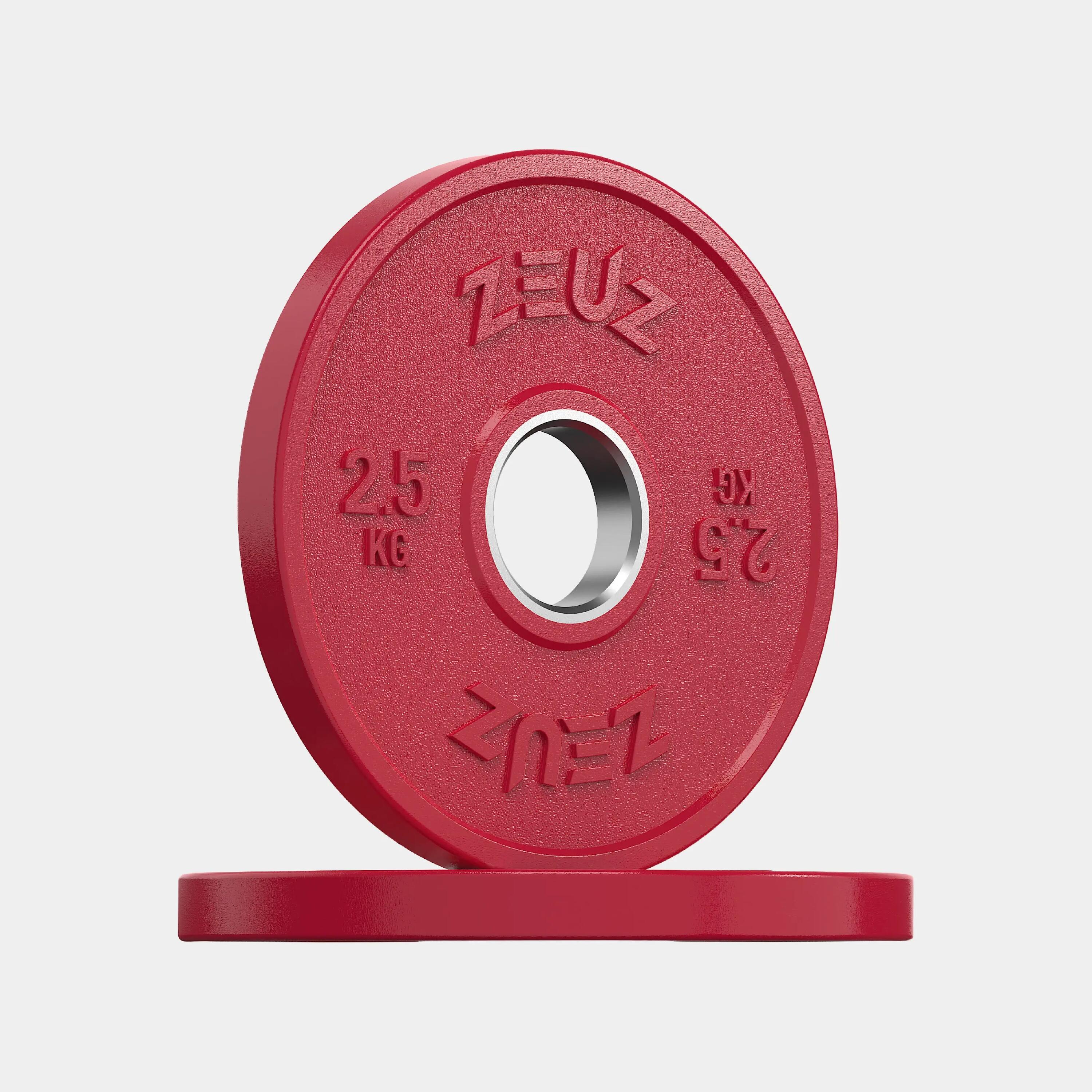 ZEUZ Dischi di peso, 2 pezzi, 2,5 kg – per manubri da 50 mm – Metallo e gomma 4/7