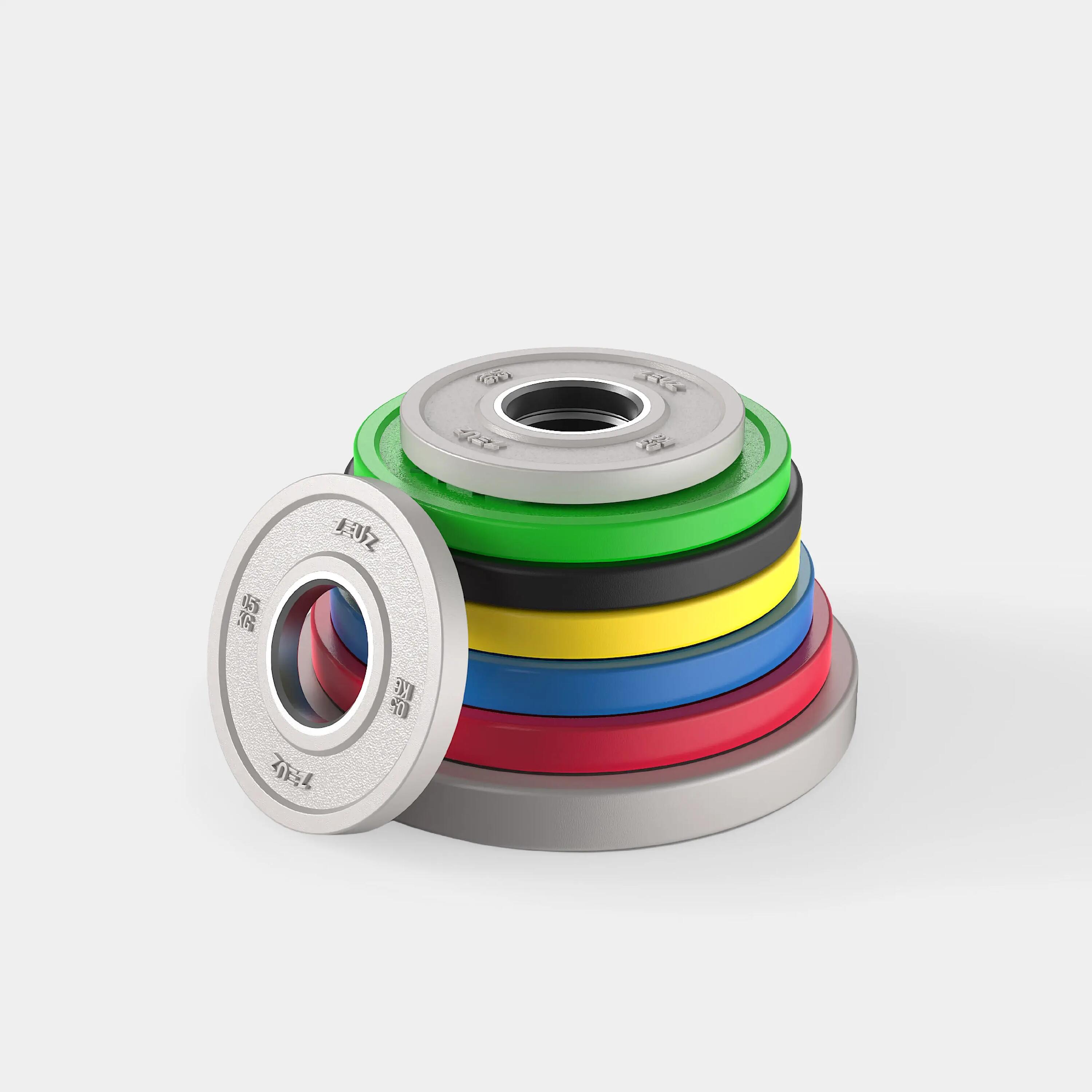 ZEUZ Dischi di peso, 2 pezzi, 2,5 kg – per manubri da 50 mm – Metallo e gomma 3/7