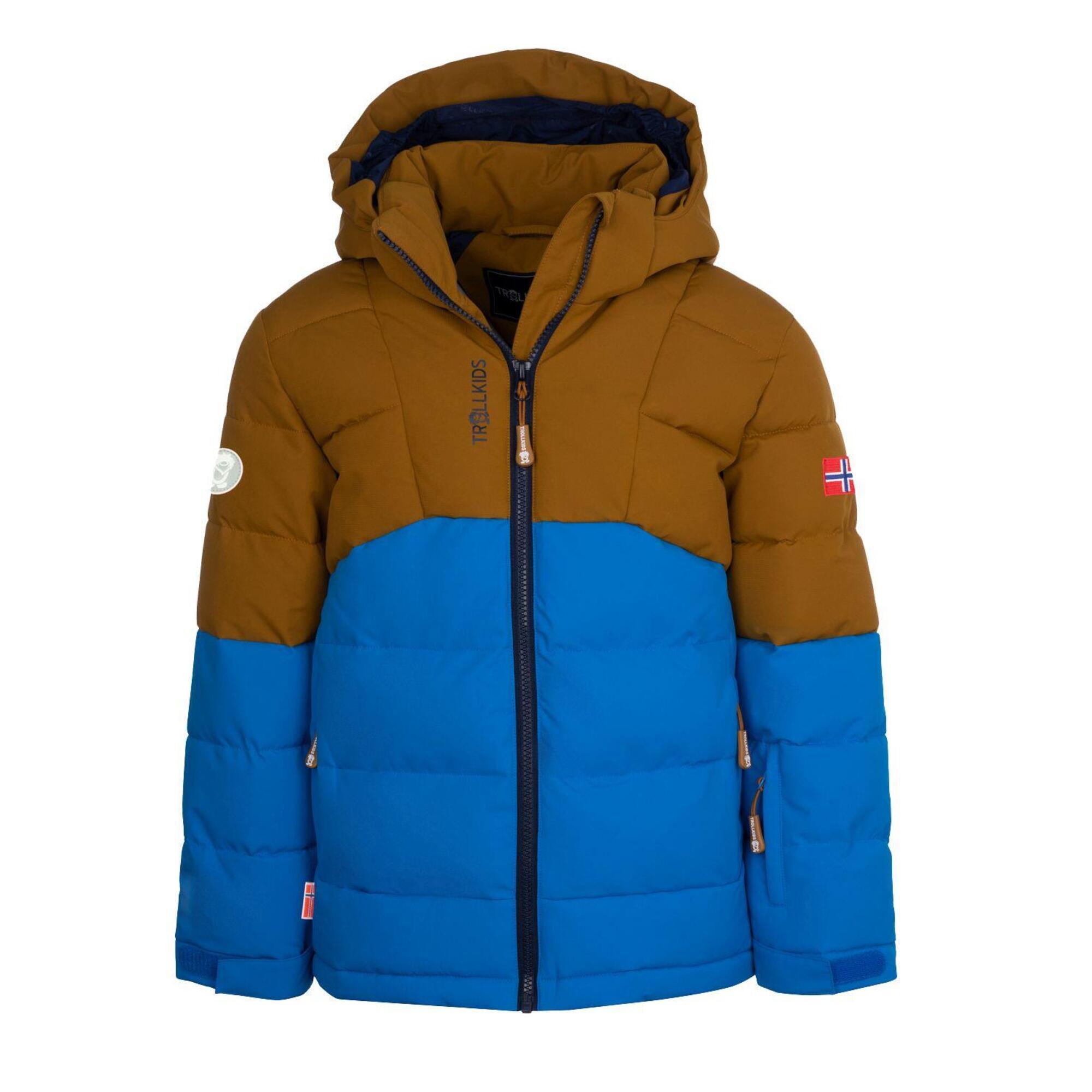 Gryllefjord children's winter jacket bronze/blue azure/navy